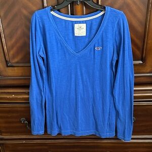 Hollister Royal Blue V-Neck Long Sleeve Tee